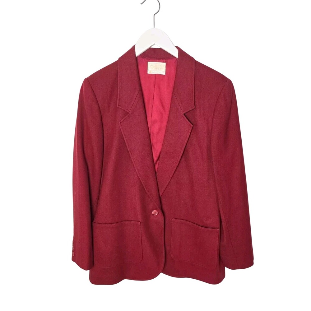Pendleton VTG Womens Wool Jacket 14 Large Red Academia Preppy 80s USA